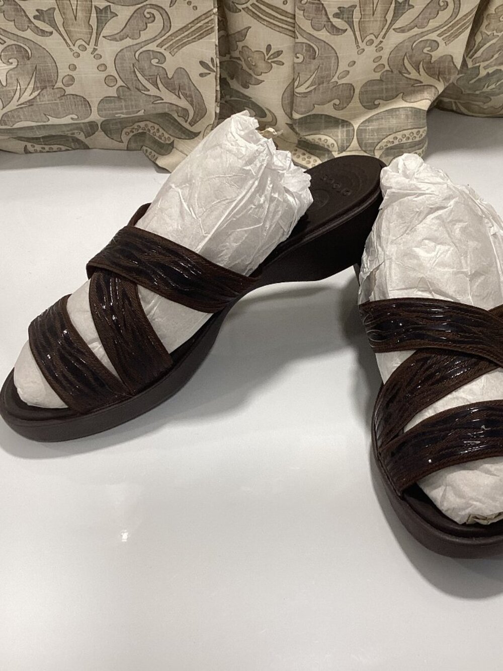 Almost New CROCS Molalla Wedge Brown Strappy Sandals